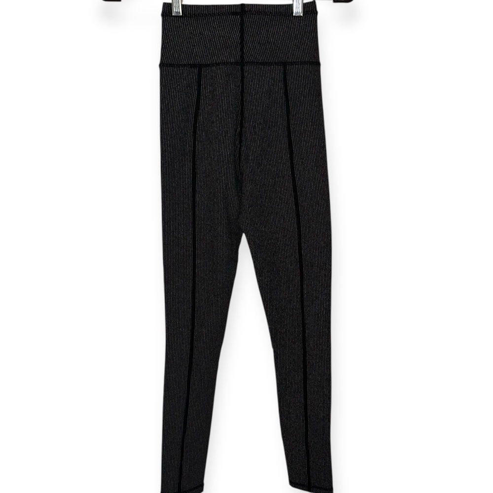 NWT For Love And Lemons Striped Black and Gray Ribbed Leggings